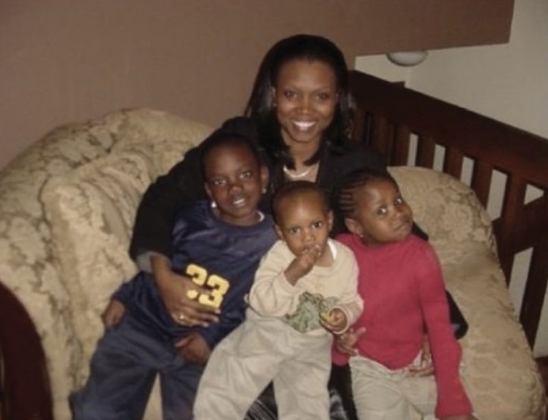 Sharonda and her three young children, eldest son Chris, son Caleb, and daughter Camryn.
