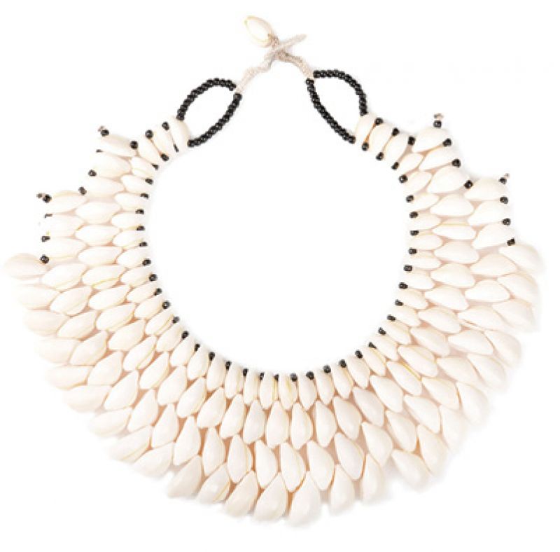 Proud Mary&#039;s cowry shell necklace, available at Proud Mary on Spring Street and Everything But Water