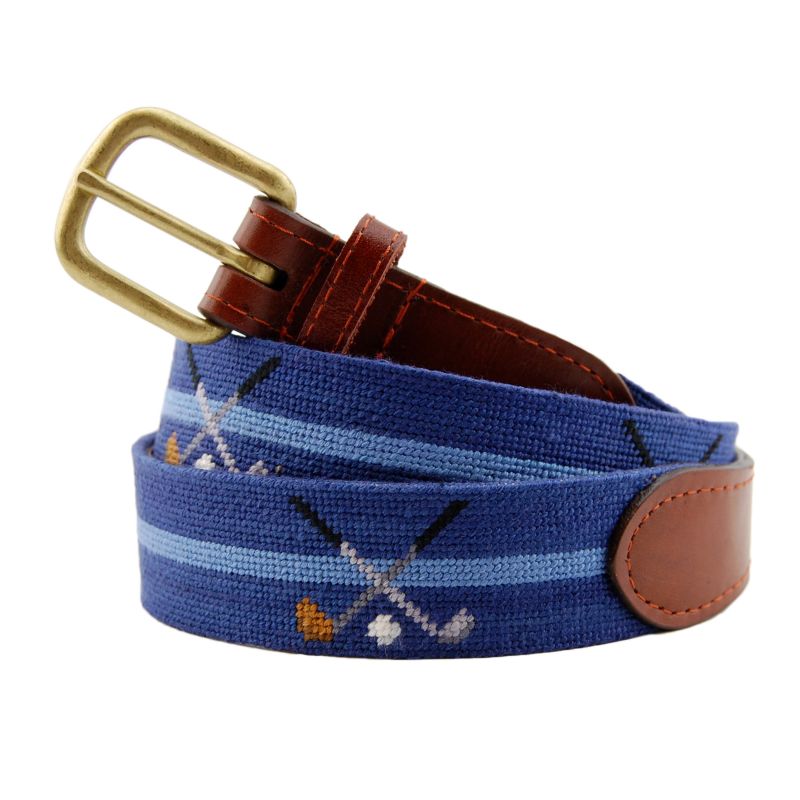 Smathers &amp; Branson &quot;Crossed Clubs&quot; needlepoint belt, $175 at M. Dumas &amp; Sons