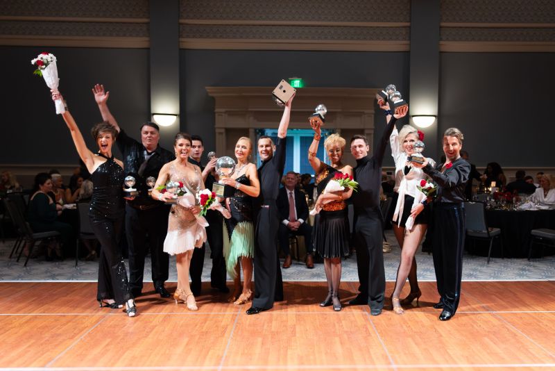 Dance Cast (l-r)/ Dean Rommes, Jean Costa Honeycutt, Esq., Trudy Billings, Tessa Spencer, Gil Tisdale with their professional dance partners.