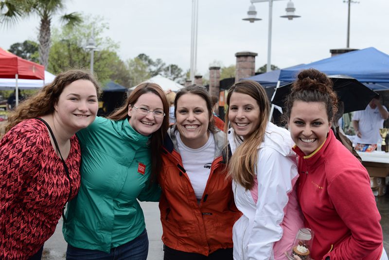 Camp Happy Days Program Director Teresa Bishop (center) and some of the counselors (from left): Bridgette Stample, Julia Grimm, Jenny Bergmann, and Andrea Krider.