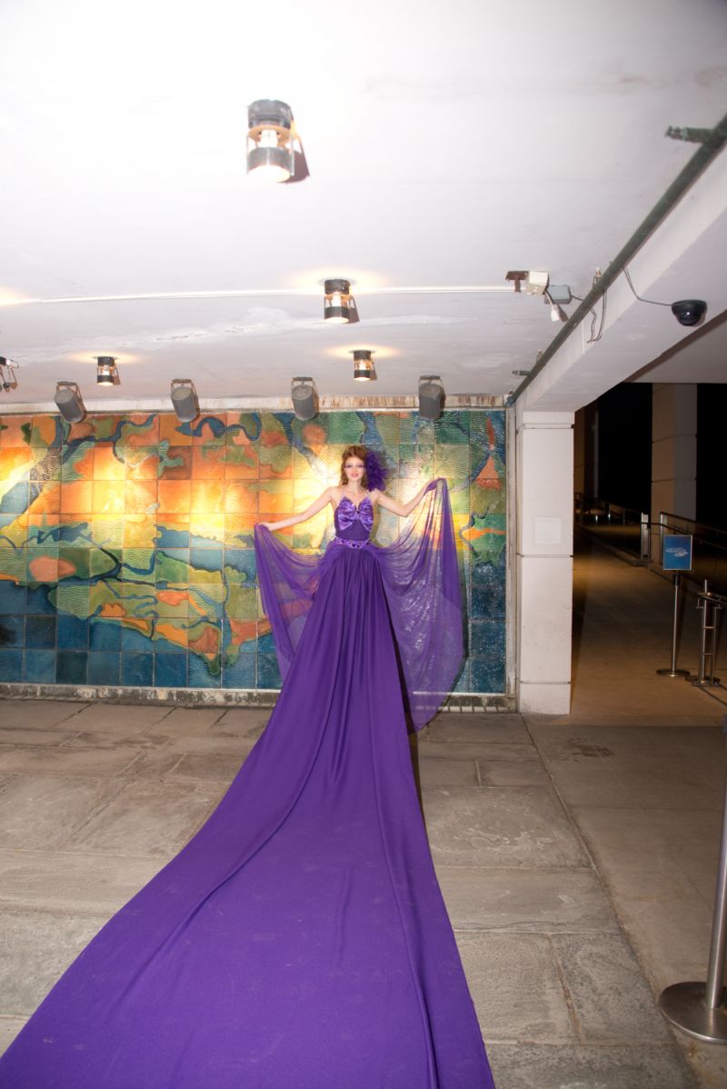 The entrance &quot;carpet&quot; to the cocktail party was actually the train of a mermaid&#039;s dress.