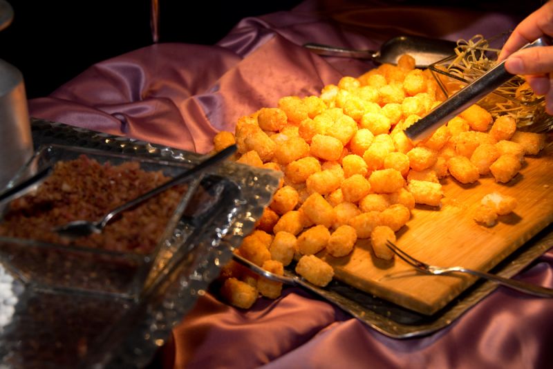 A gourmet tater tot station was the hit of the after party.