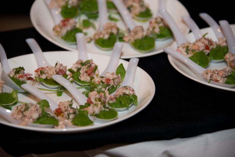 Old Village Post House had samplings of English pea panna cotta, seafood ceviche, and herb microgreen salad.