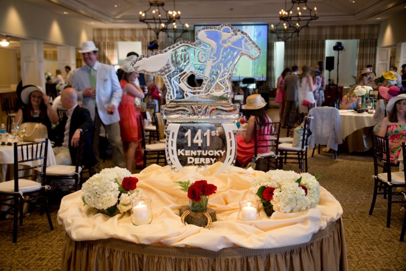 Guests were awed by an ice sculpture honoring the 141st Kentucky Derby.