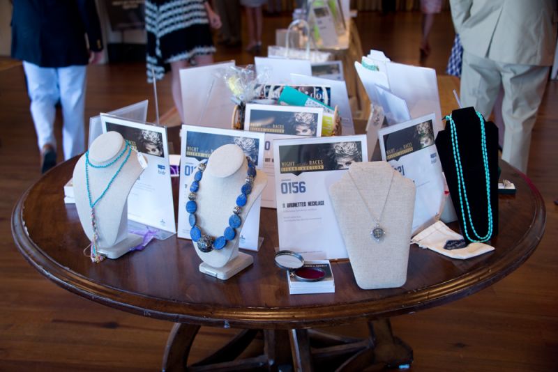 Silent auction items included a turquoise rice bead necklace.