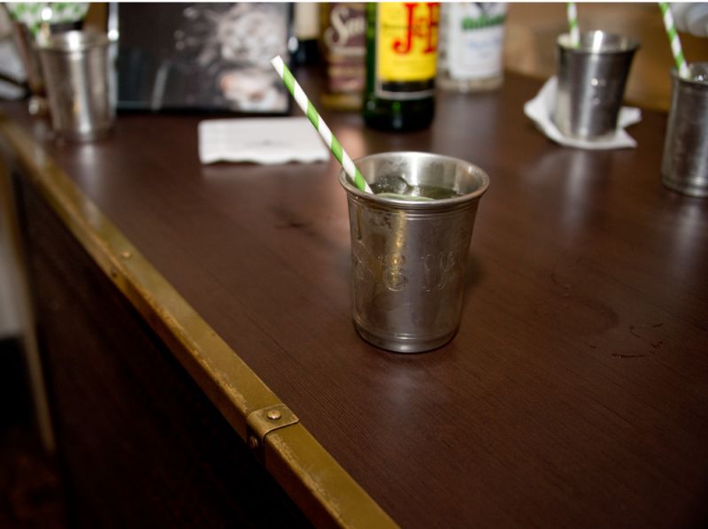Guests sipped on the Derby classic, the mint julep, made with bourbon, simple syrup, and muddled mint.