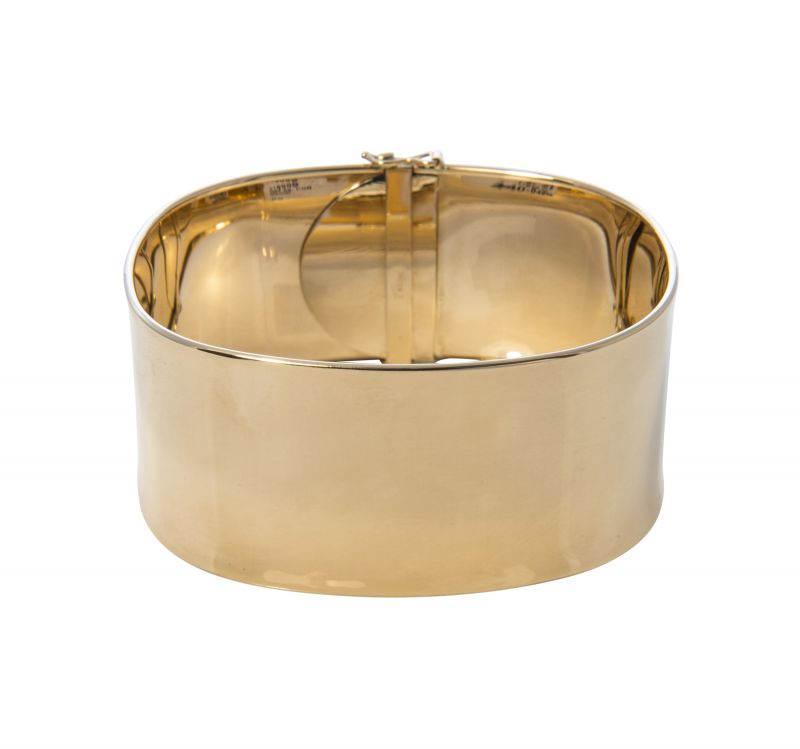 14K yellow-gold “Extra-Wide Gold Cuff Bangle,” $2,500 at Croghan&#039;s Jewel Box