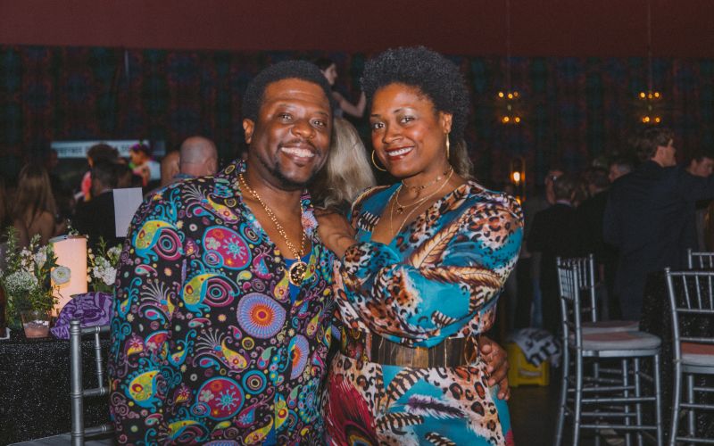 Attendees Carl Cochran and Kristina Malden donned disco-inspired outfits.