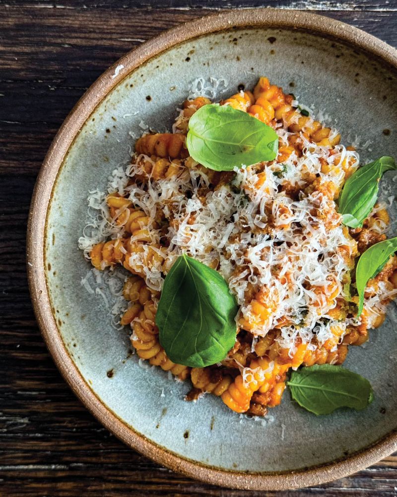 Use Your Noodle:  “I love fusilli col buco, a long, stretchy noodle with a hole running through it. It makes for an awesome ragu with pulled meat.”