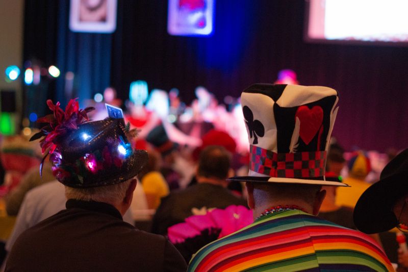 Fun hats and costumes filled the Convention Center during Gay Bingo.