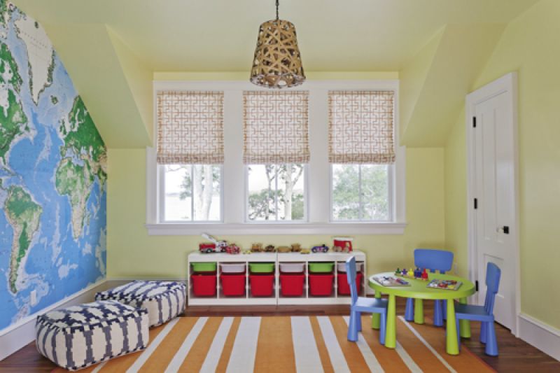 Color and pattern are used to great effect in Finn’s playroom, which is furnished with pieces from accessible retailers such as Ikea and West Elm.