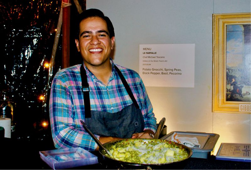 Chef Michael Toscano of Le Farfalle served up potato gnocchi  with spring peas, black pepper, basil, and pecorino cheese.