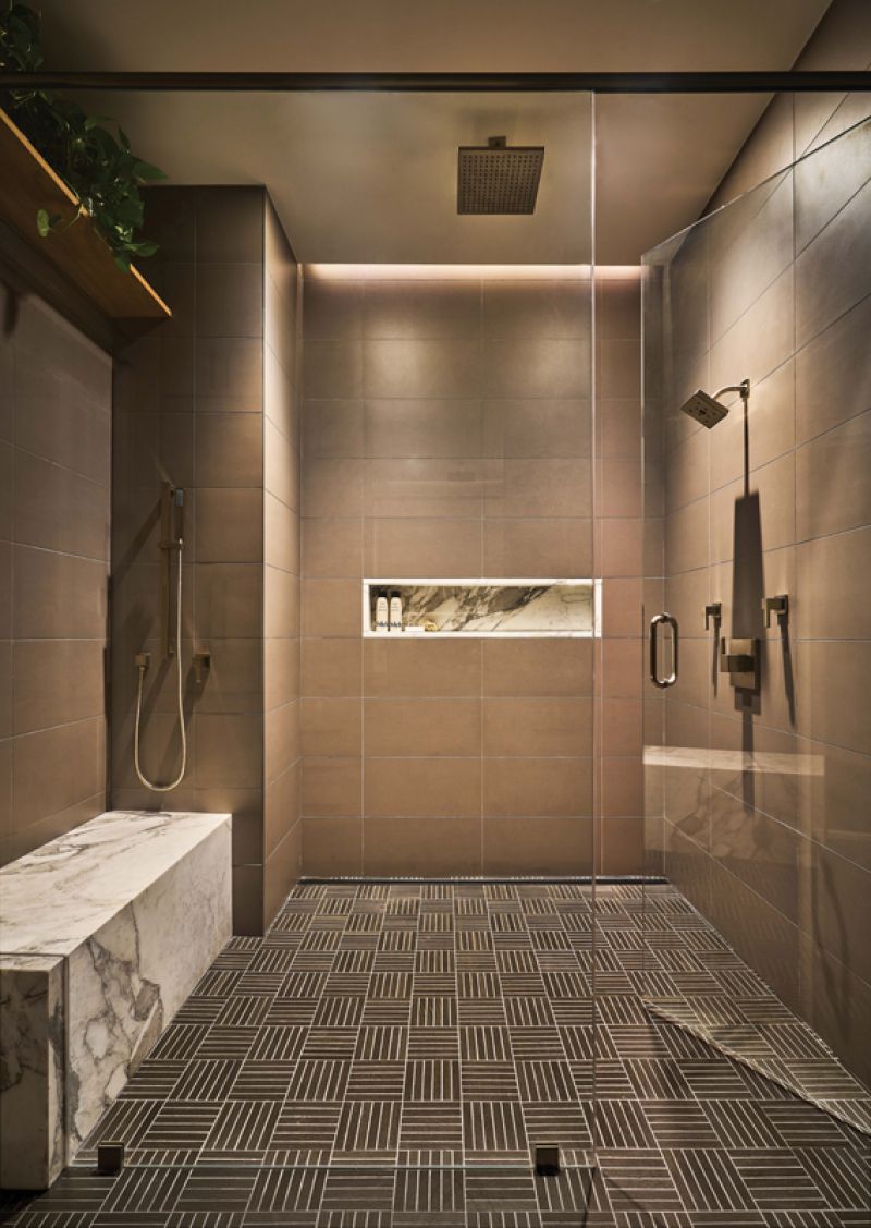 A spacious shower in the primary bath.
