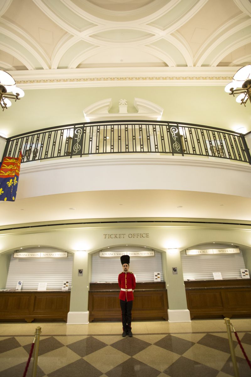 A member of the “Queen’s Guard” mans his post in the Gaillard lobby.
