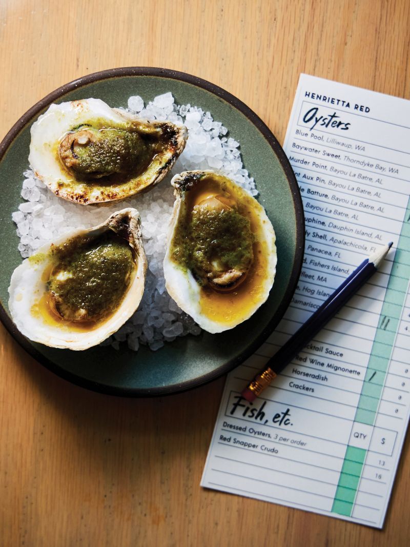 An order of Chef Julia Sullivan&#039;s green curry oysters during a weekend brunch.