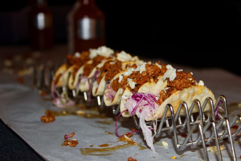 Chef Marc Collins of Circa 1886 dished out mini achiote duck tacos with queso fresco and pineapple chipotle hot sauce.