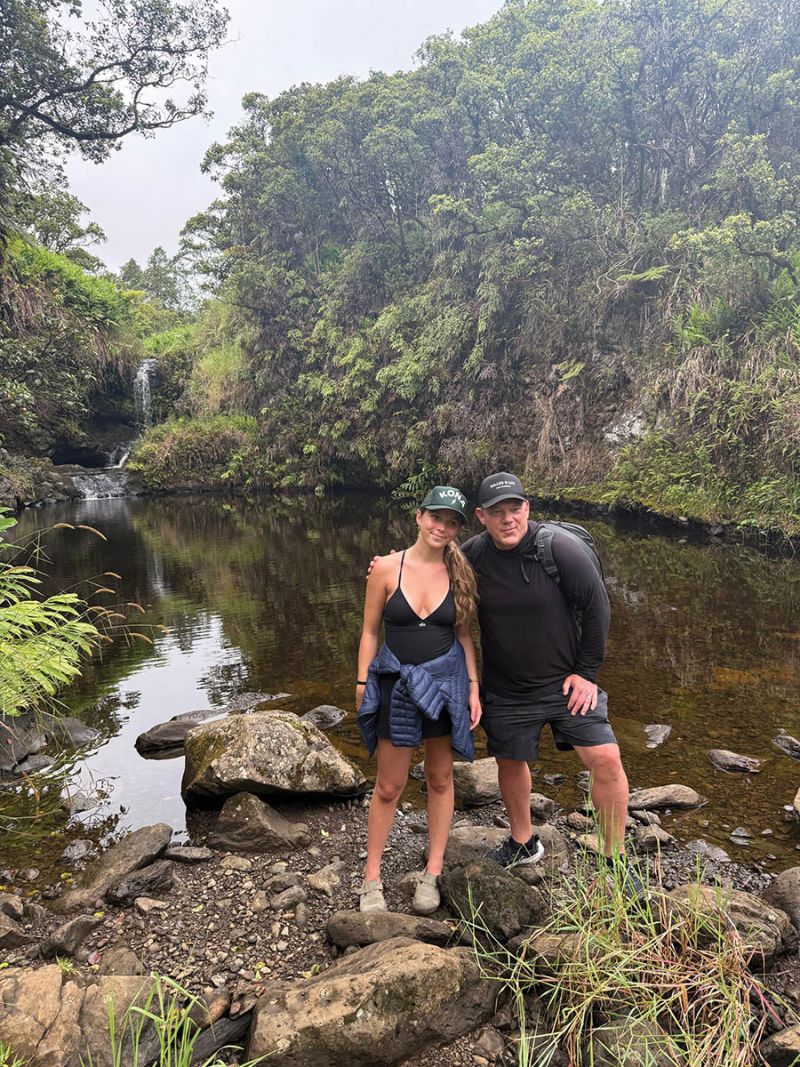 Island Time: “The Four Seasons Hualalai is a fabulous place. The topography of the Big Island is just so interesting, jungle-y and untouched.” (pictured with daughter, Dorothy)