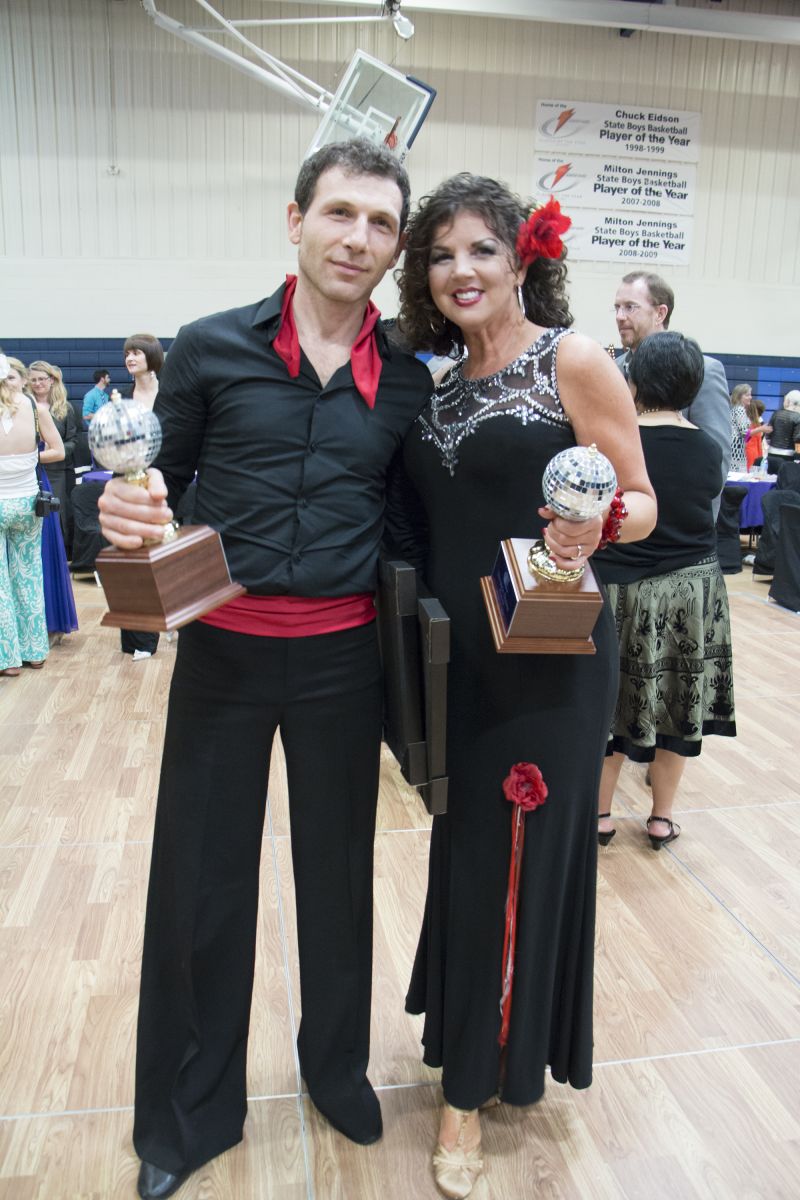 Artur Malakyan and Nancy Deitch. Nancy was the winner of the mirror ball trophy after raising $21,120 alone.