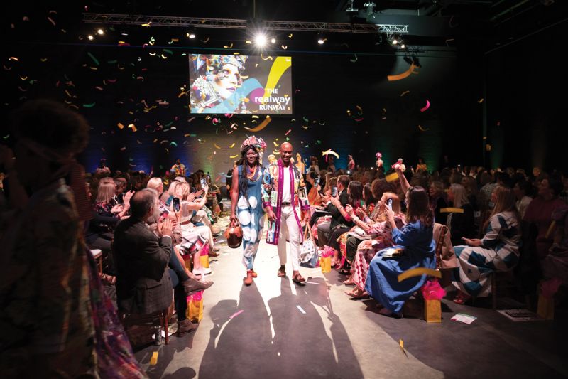 Chelsea Rampersant and Eddie Irions on the runway at The Fringe Revolution fundraiser at Festival Hall last spring.