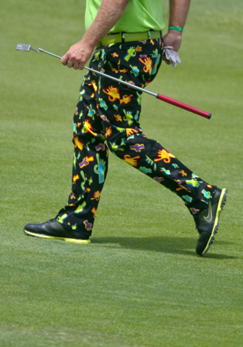 John Daly&#039;s &quot;Give prostate cancer the finger&quot; pants.