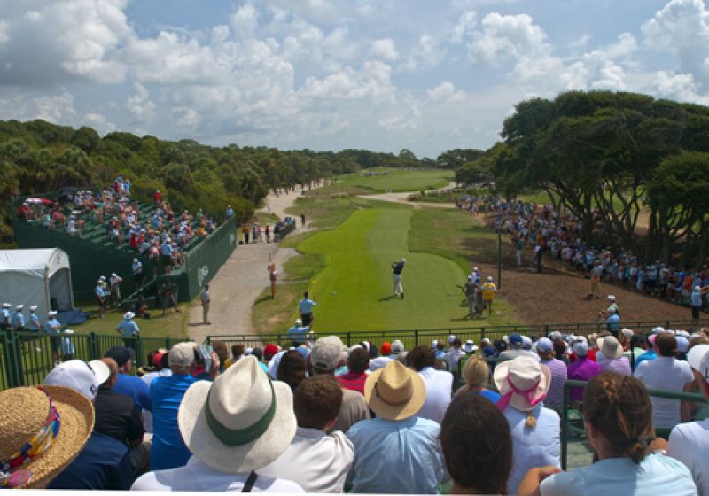 Ernie Els on the 1st tee.