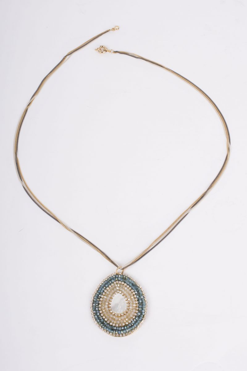 Theia large teardrop pendant necklace, $95 at Lori + Lulu