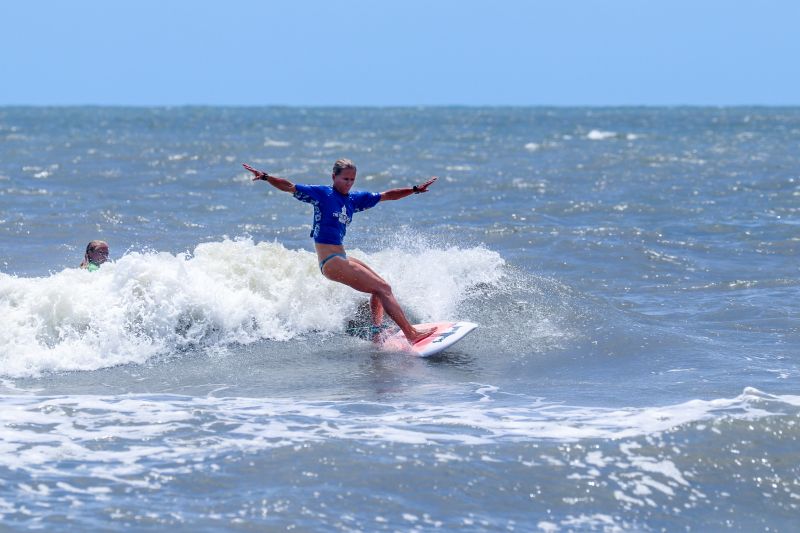 Jenny Brown, the South Carolina-based pro shortboard champ, in the water.