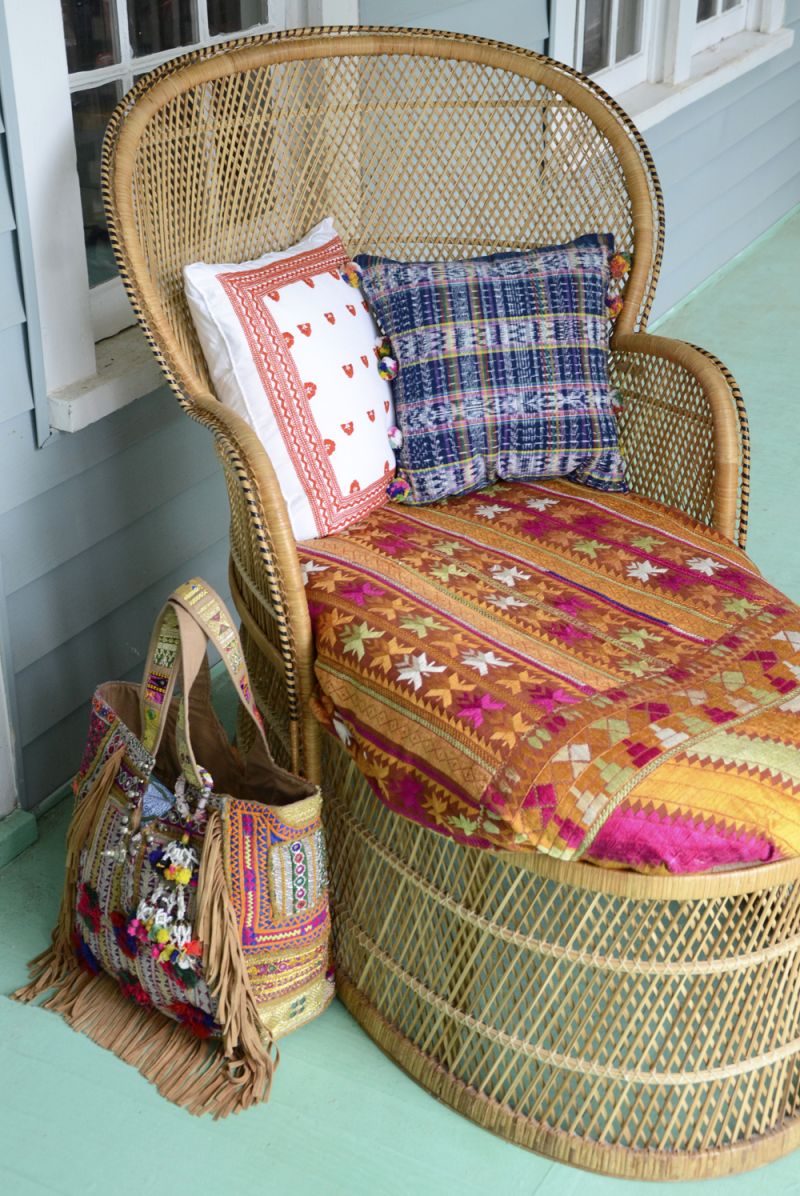 Adorable beach setup with chair from Charleston Revisions and bag from Calypso