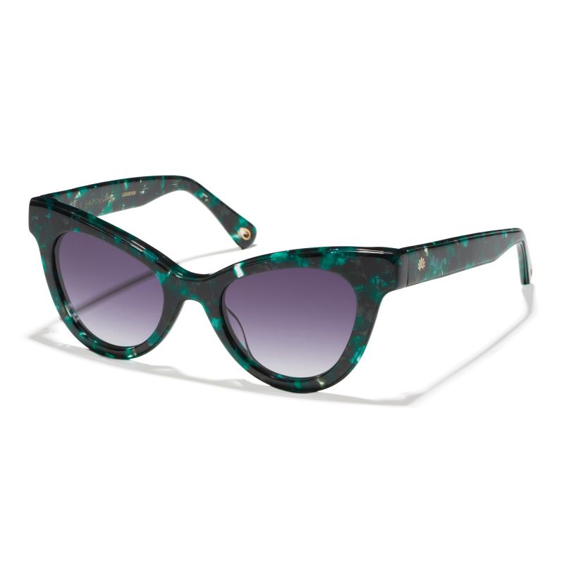 Lele Sadoughi “Uptown Cat-Eye“ sunglasses in “Emerald,“ $165 at White&#039;s Mercantile