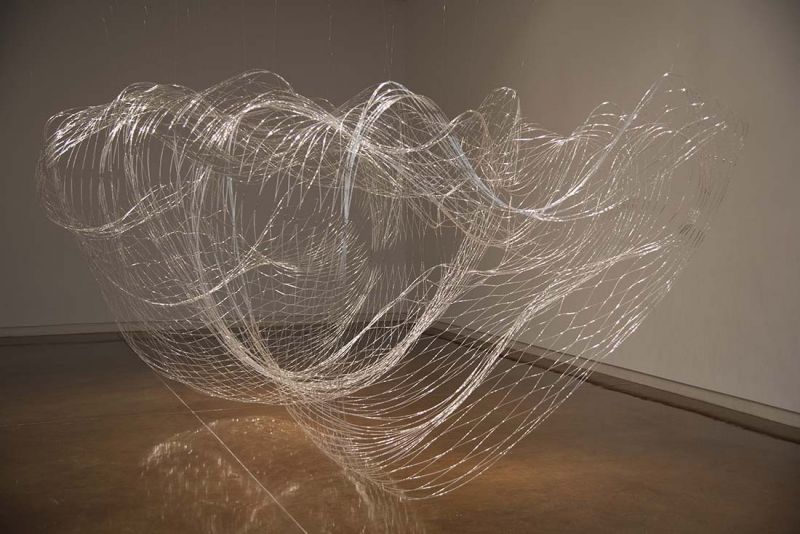 This delicate steel wire sculpture served as the centerpiece for one room of the gallery.