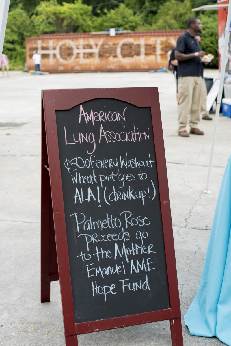 Fifty cents from every Washout Wheat pint benefitted the American Lung Association, while all palmetto rose sales benefitted the Mother Emanuel AME Hope Fund.