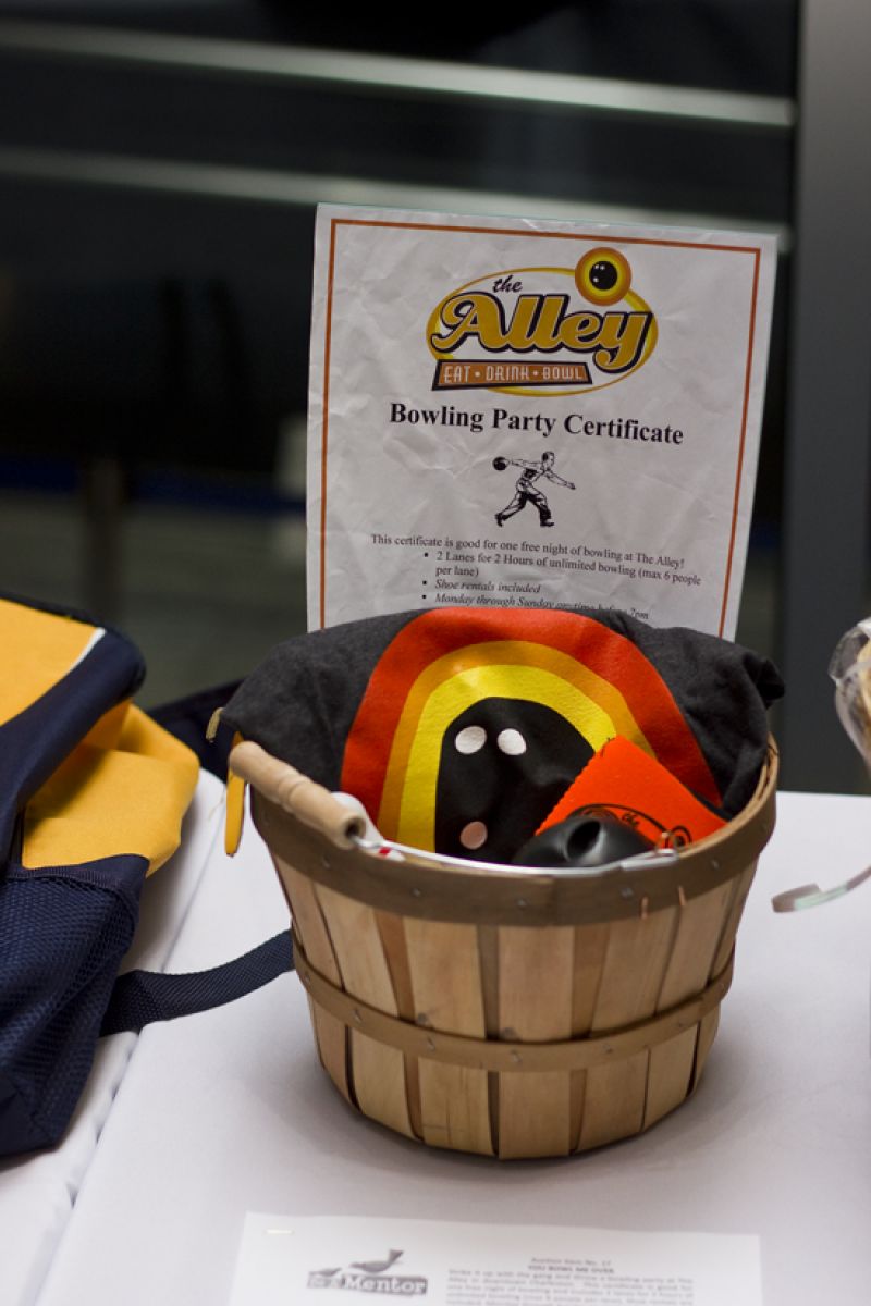 A bowling party package for the silent auction, donated by The Alley