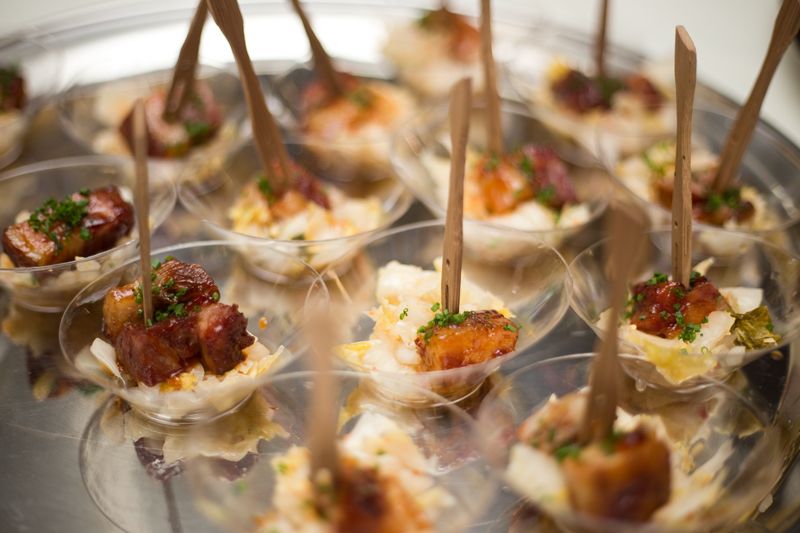 Hand-crafted hors d&#039;oeuvres were available during the cocktail hour and silent auction.