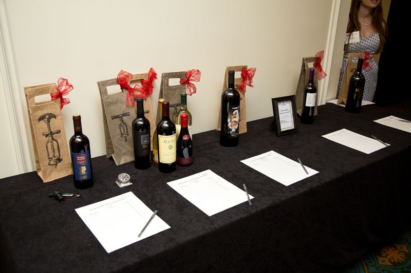 Wines on display for the silent auction