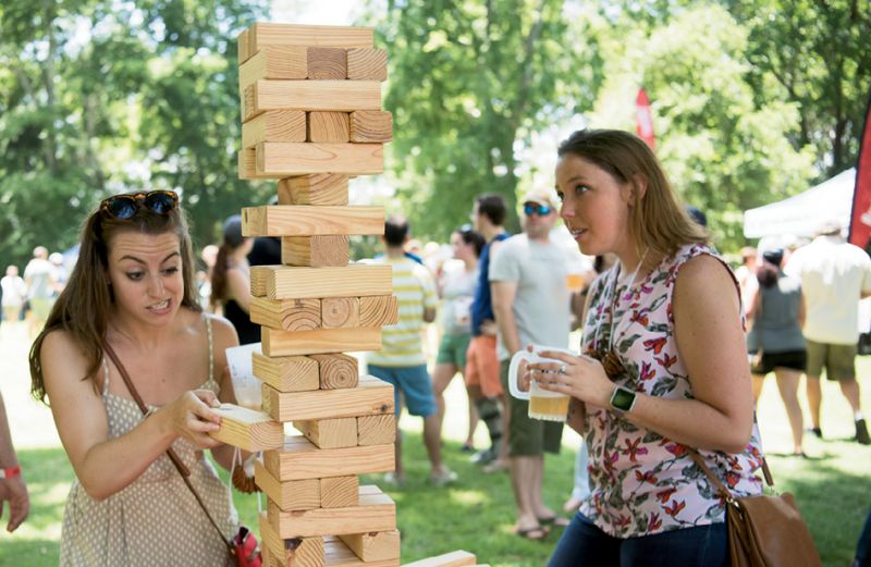 Giant Jenga is not for the faint of heart.