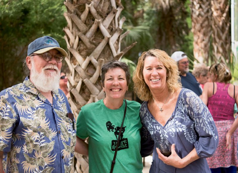 Gary Lyons with Goat Island Gatherings owner Diann Lyons Clark and Sunday Guerry