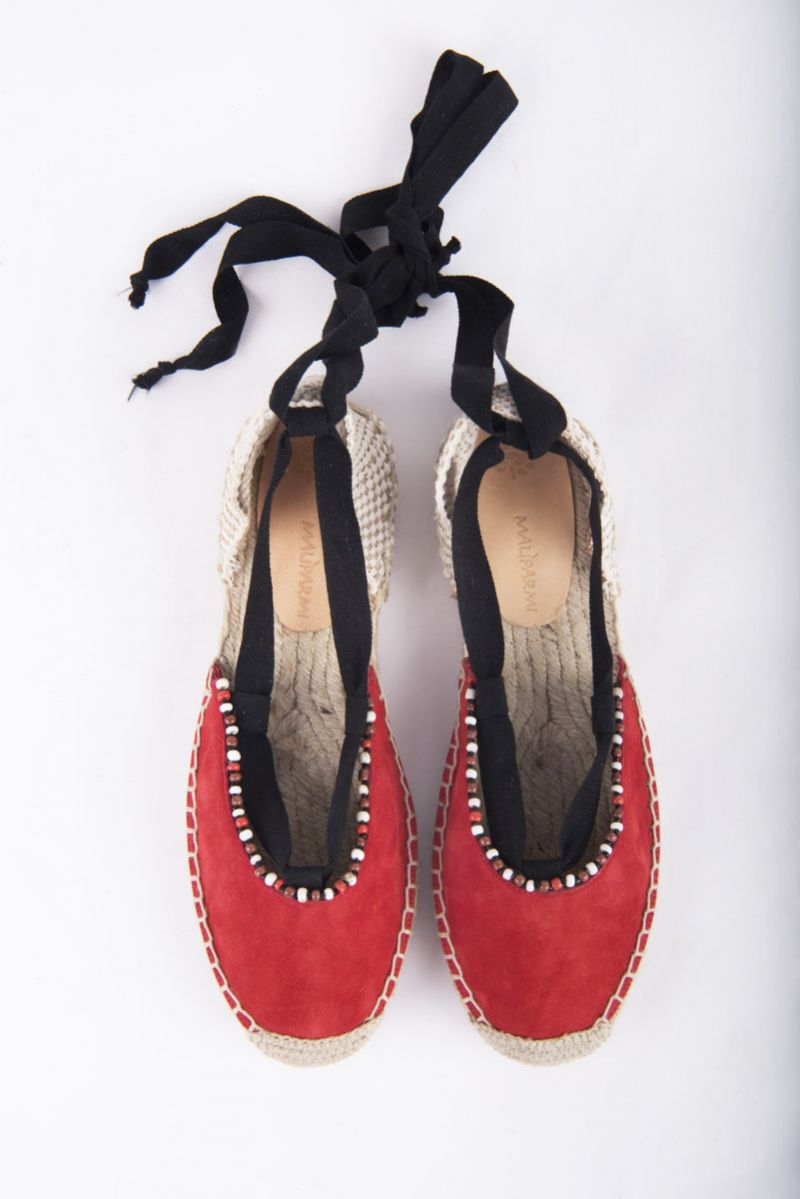 Maliparmi “Suede Patch Espadrilles” with hand embroidered beading, $195 at Shoes on King