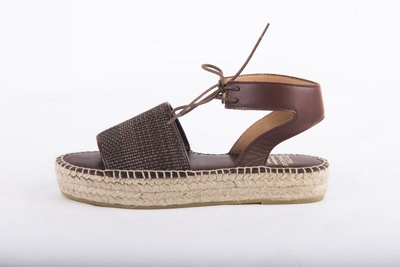 Andre Assous “Sage Woven Pu” espadrille flat sandal in chocolate, $169 at Shoes on King