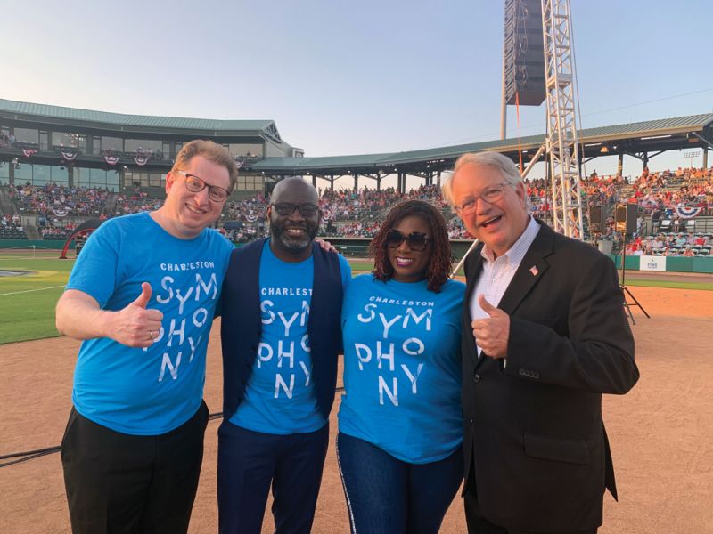 With Charlton Singleton, Quiana Parler, and Mayor John Tecklenburg at The Joe for the inaugural free Fourth of July concert in 2022.