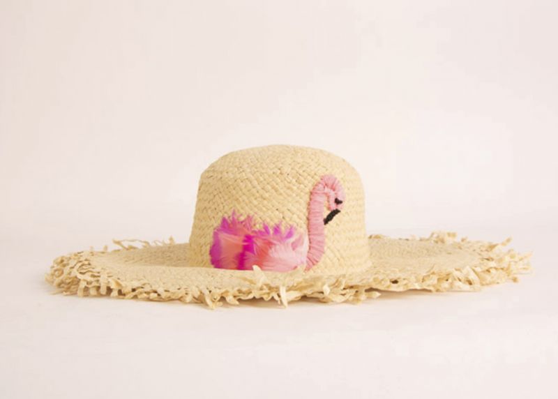 San Diego Hat Co. raffia sun hat with pink flamingo, $49 at Out of Hand