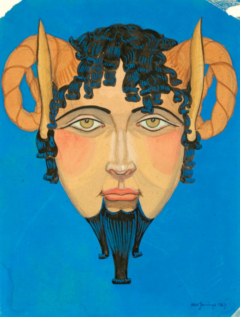 Fawn: Design for a mask (gouache on cardboard, 1927)