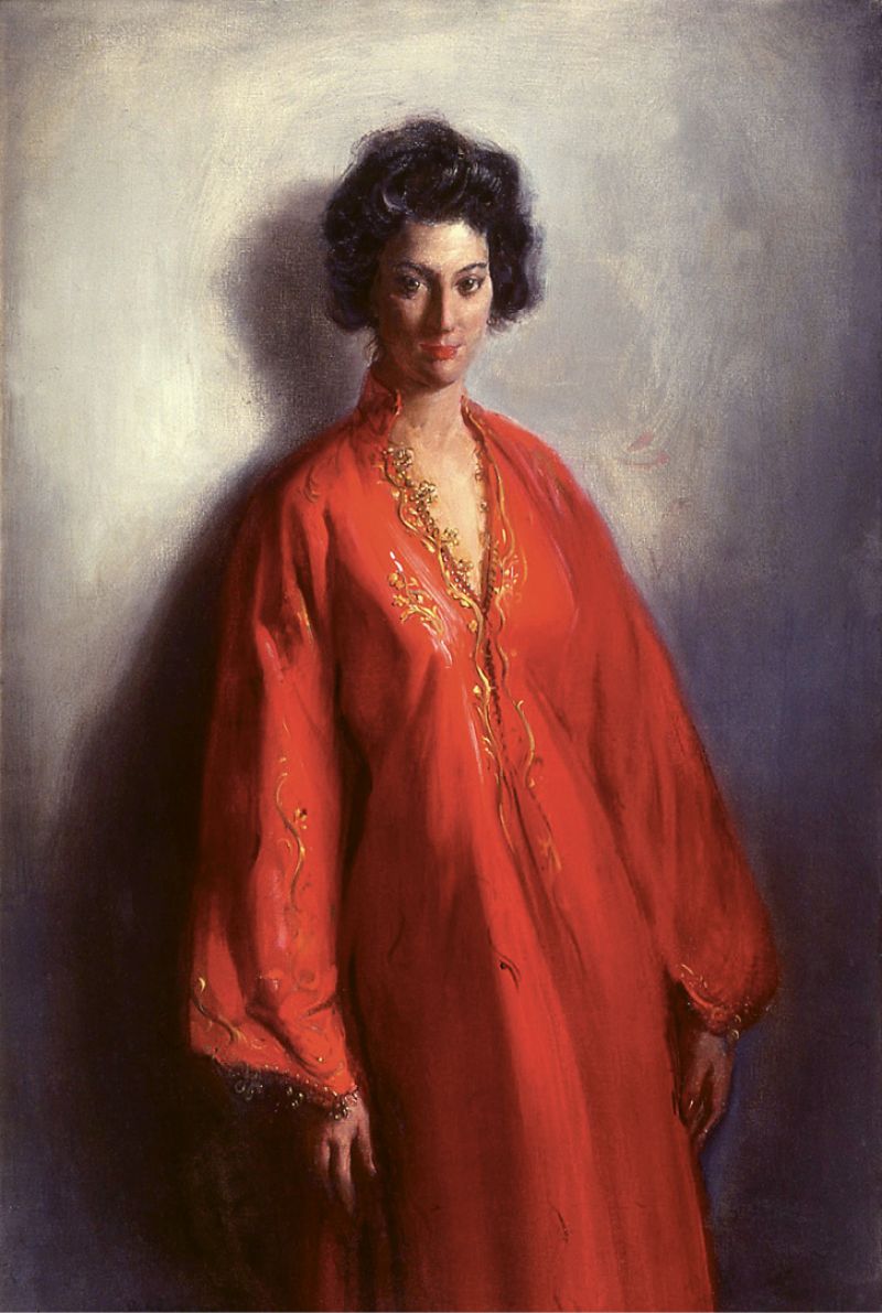Susan in Costume by Frank Mason (oil on canvas, 59 x 37 inches, 1959)