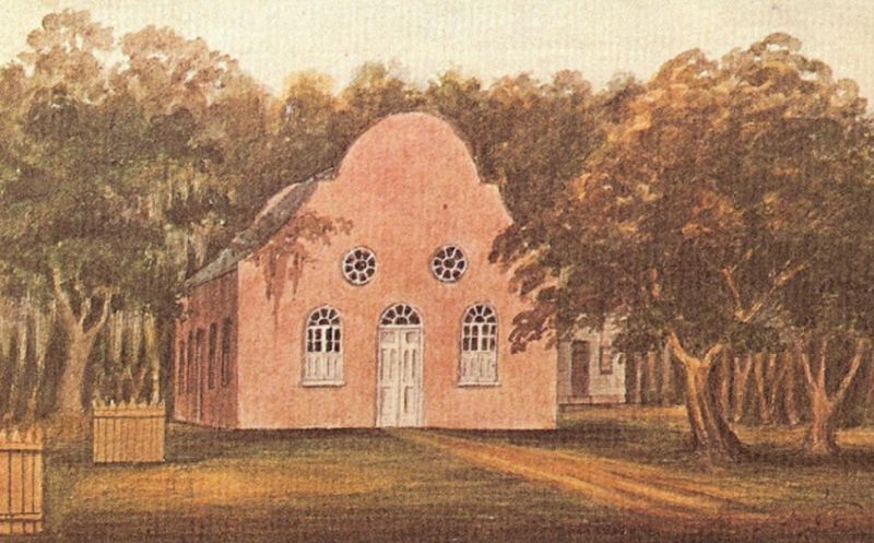Pon Pon Chapel: The Church in Saint Bartholomew’s Parish (watercolor and ink, 1796) by Charles Fraser; courtesy of Gibbes Museum of Art
