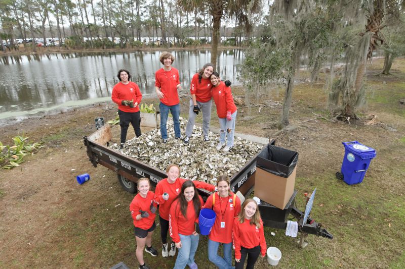 Oyster recycling was provided through the Coastal Conservation Association with students from Academic Magnet and the School of the Arts.
