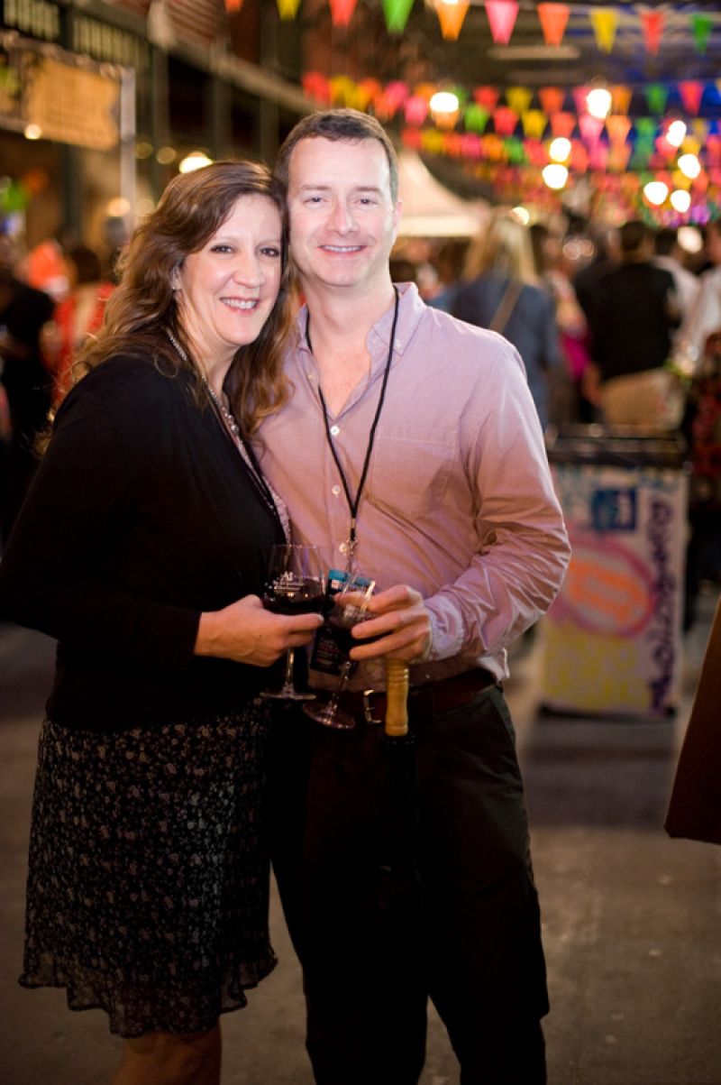 Cheers! Lisa Buckner and Patrick Bell take in the Bus Shed festivities