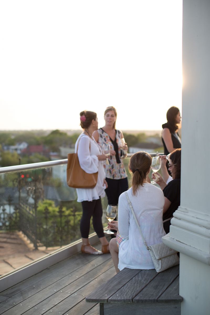 Guests lingered as the sun set over the city.