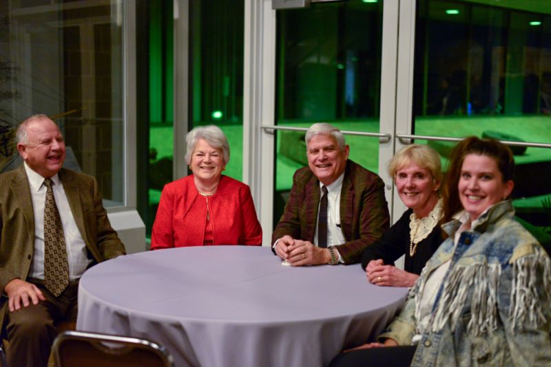 Wayne and Carolyn Jones, Edwin and Marilyn Johnson, and Lissa Long took a break from chatting about the new exhibit.