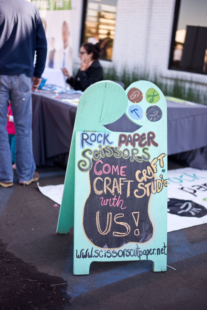 Pint-sized partygoers crafted at the Rock Paper Scissors Studio booth.