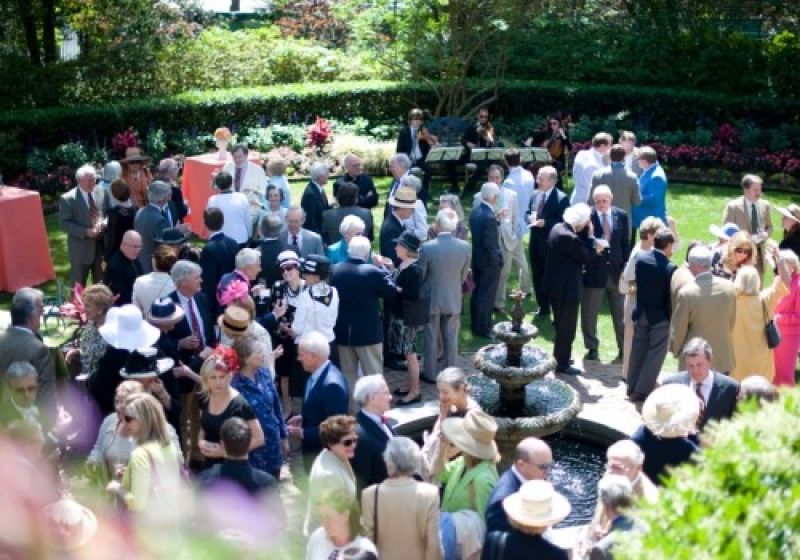 A piazza view of the garden party